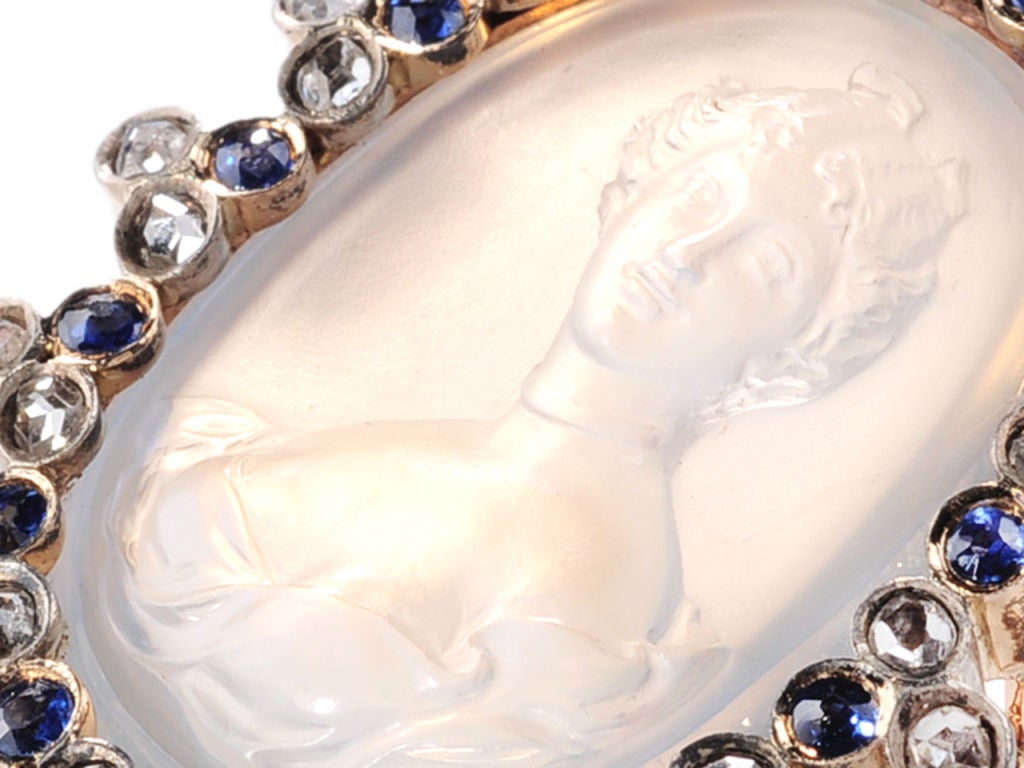 Women's Celestial French Diamond & Sapphire Moonstone Brooch