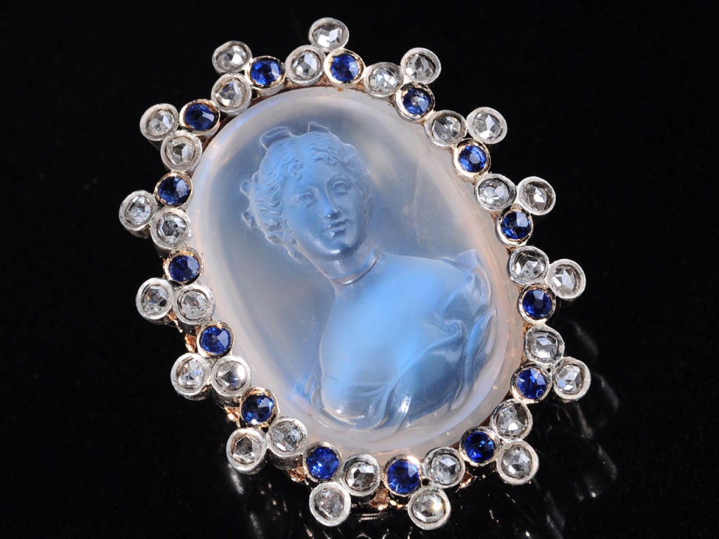 Although the technology of photography has progressed to an almost ultimate degree, there are a few items of jewelry which in order to fully appreciate must be viewed in person. Such is the case with this celestial brooch circa 1890.<br />
<br