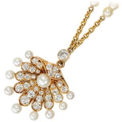 Antique Diamond & Natural Pearl Necklace