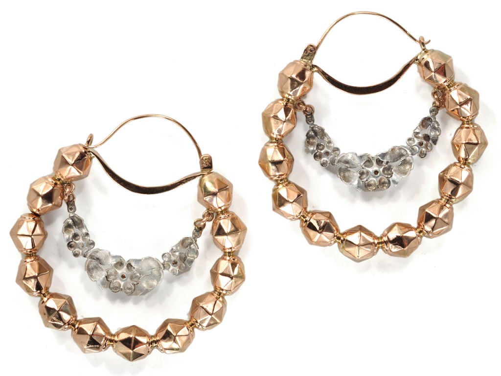 Women's Splendid 18th Century Italian Diamond Hoop Earrings
