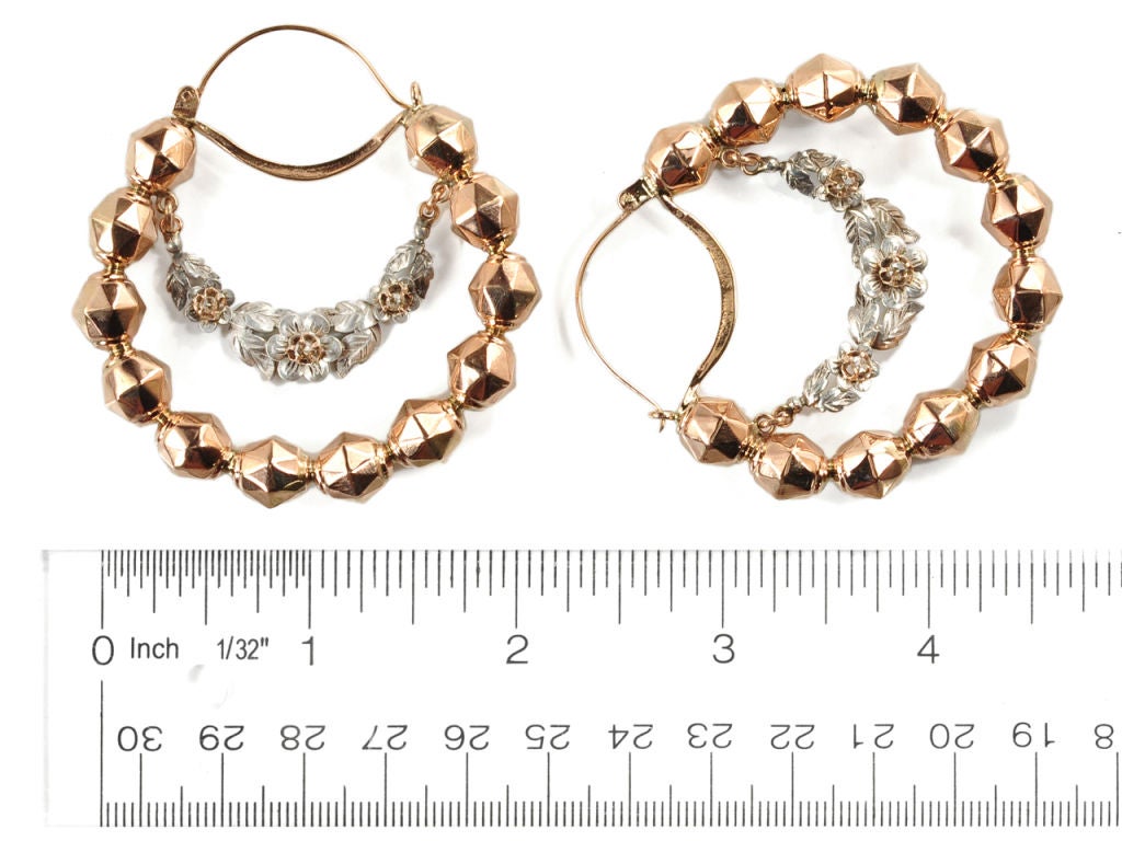Splendid 18th Century Italian Diamond Hoop Earrings 2