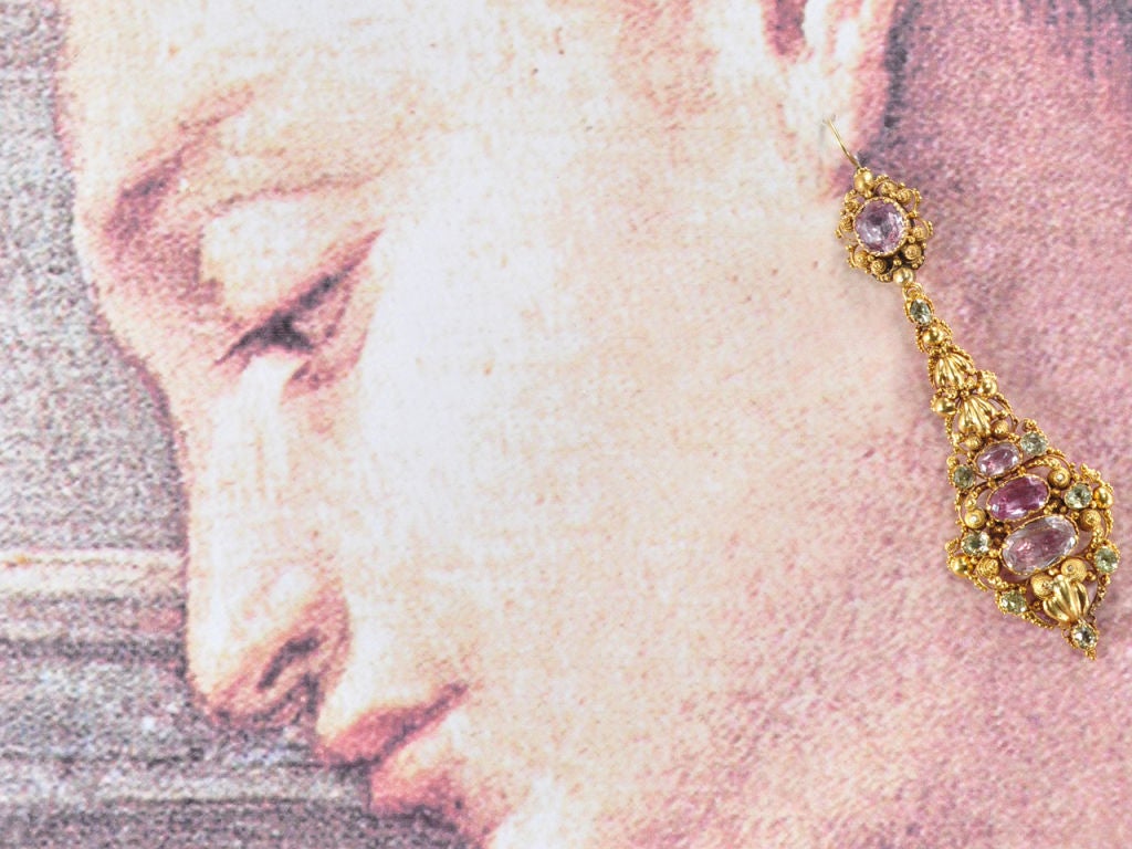 Antique Georgian Pink Topaz Chrysoberyl Earrings 3