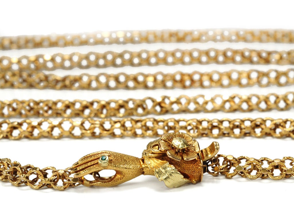 Women's Georgian Long Chain Gold Necklace c1820 For Sale