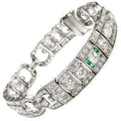 Mesmerizing Art Deco Diamond Emerald Bracelet