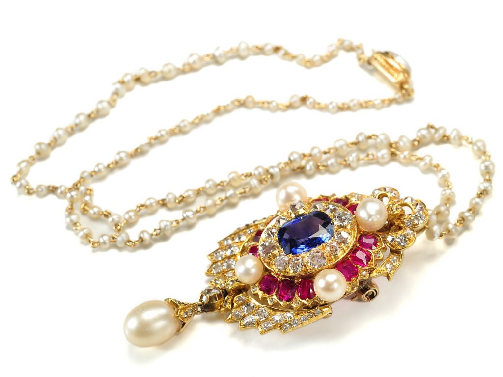 Haute Victorian Gem-Set Pendant & Chain