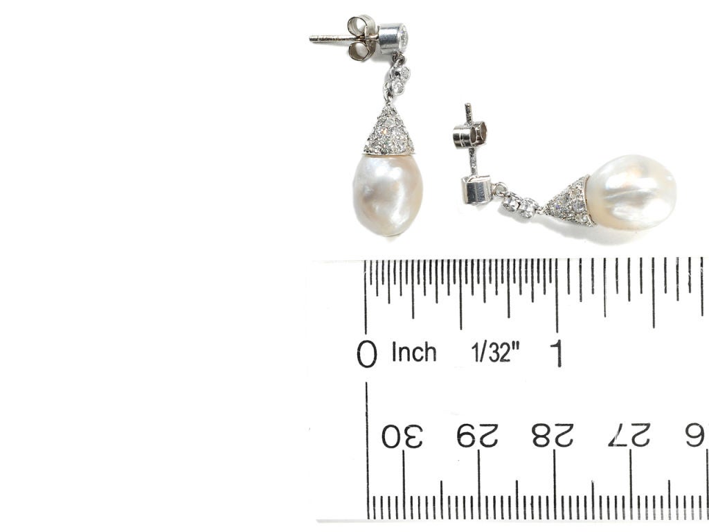 Antique Natural Pearl & Diamond Earrings 1