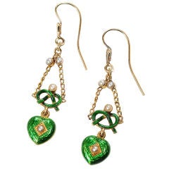 Edwardian Romance: Enamel Heart Earrings