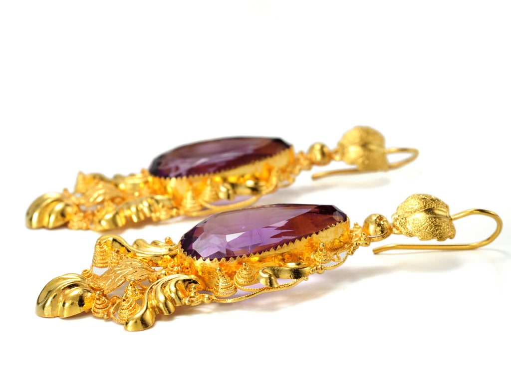 Grandeur in a Georgian Cannetille Amethyst Earring