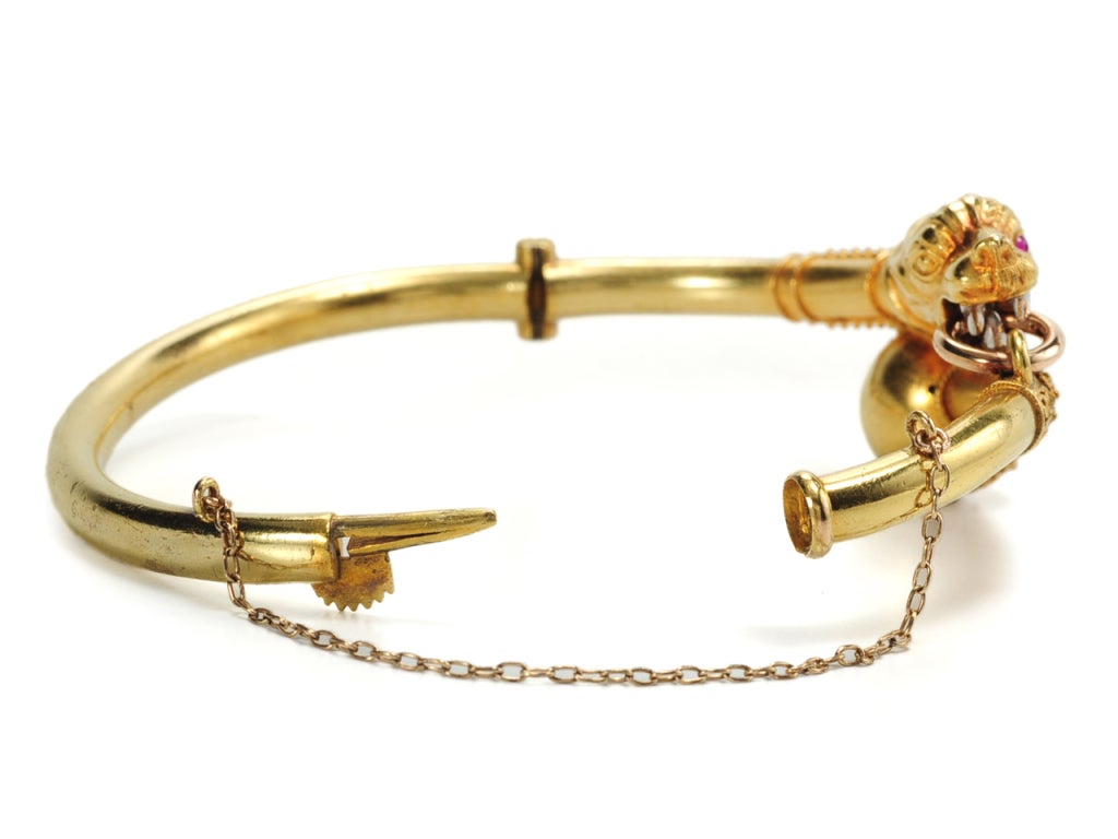 Edwardian Lion Bangle Bracelet For Sale 2