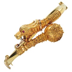 Antique Edwardian Lion Bangle Bracelet