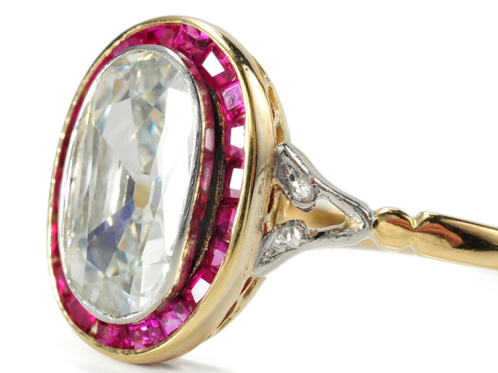 Women's Art Deco 1.63 c Diamond Ruby Ring