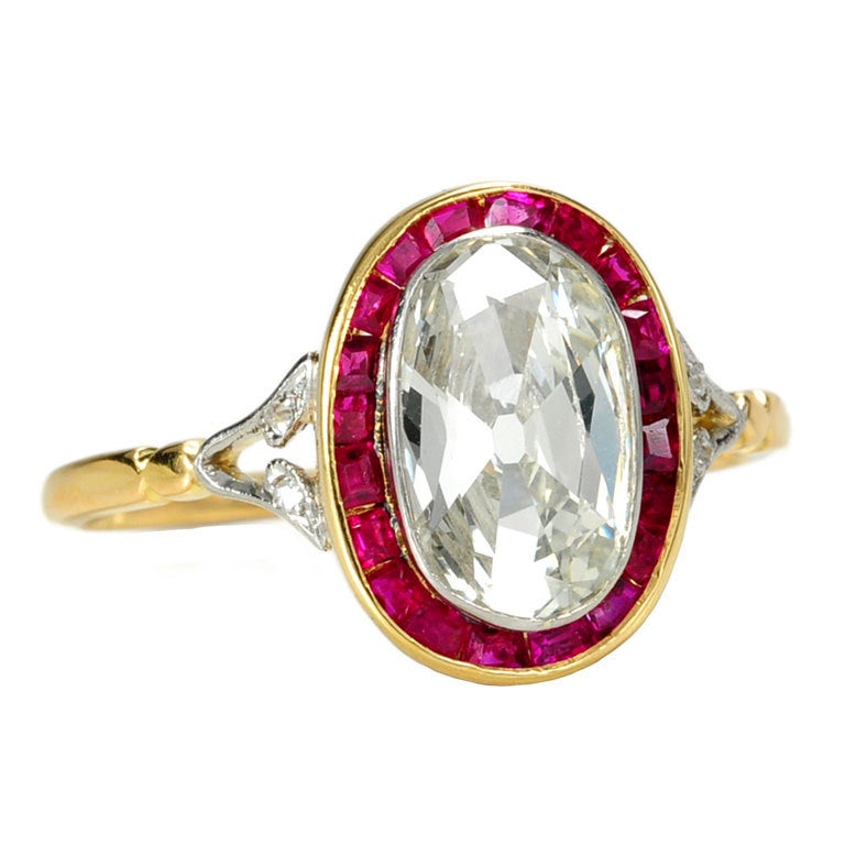 Art Deco 1.63 c Diamond Ruby Ring