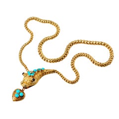 Antique Spectacular Victorian Snake Locket Necklace