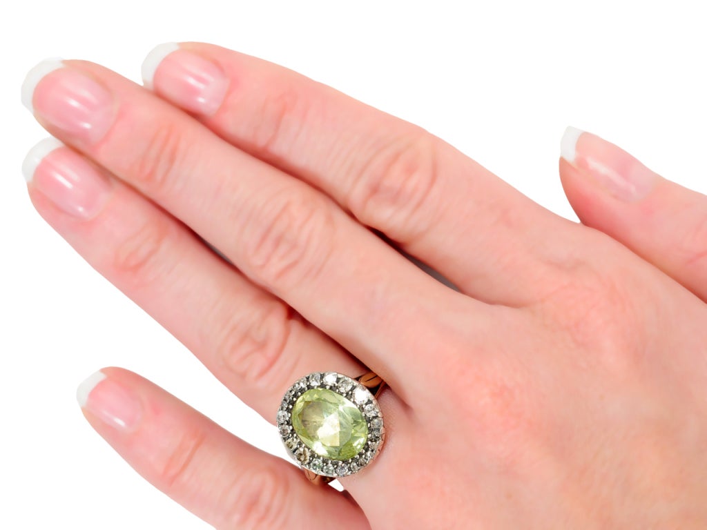 Georgian Goddess Chrysoberyl Diamond Ring For Sale 2