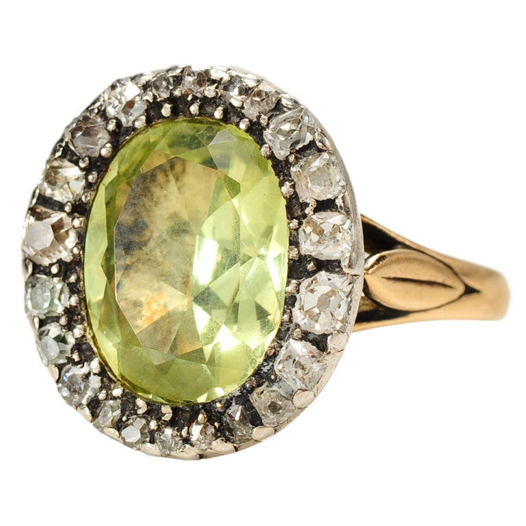 Georgian Goddess Chrysoberyl Diamond Ring For Sale