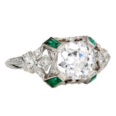 Spectacular 1.10 c. Diamond Emerald Ring