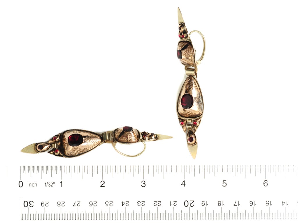 Women's Antique 18th C. Spanish Garnet Earrings For Sale