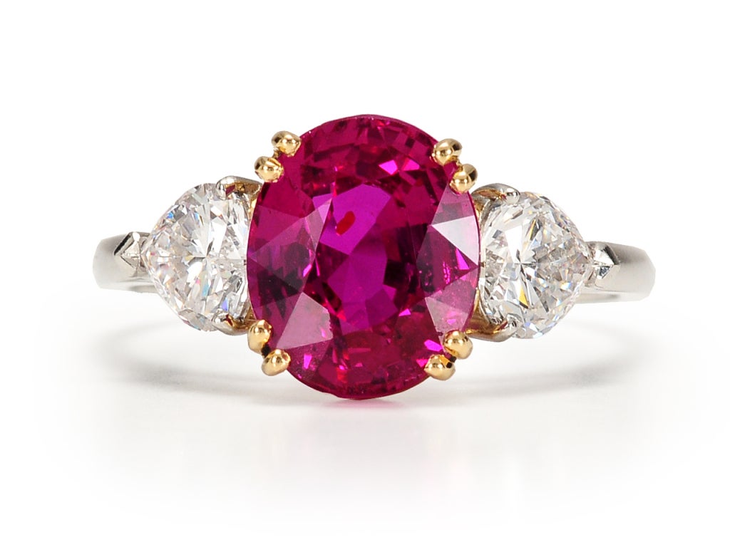 Burmese No Heat 3.31 ct Ruby Diamond Ring