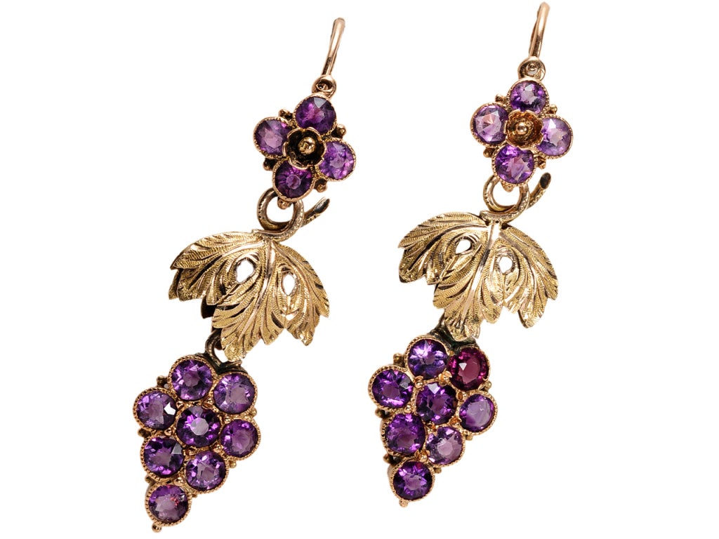 The decades of the 1860s and 1870s found the popularity of earrings on the upswing. Novelty was the name of the game and nature was in the air. The earrings of this period were meant to be amusing and have a tad touch of whimsy. These jewels for the