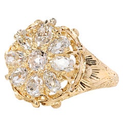 Spectacular Victorian Shaped Diamond Cluster Ring