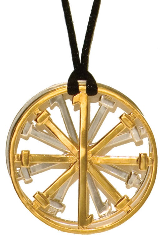 Double "Wheel of Fortune" 2011 charm, gold plated
