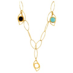 Oval Eye Chain plated in 18k gold with 3 eye Pendants