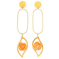 "i4 Rose" Oval Design Earrings gold plated