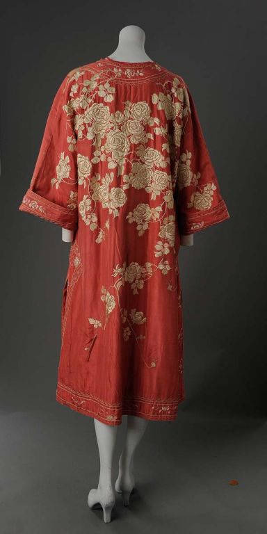 Liberty of London advertised and sold theses types of Kimono<br />
from the 1880s to the early 1900s. These hand embroidered robes were among the first garments made in the Orient, specifically Japan, solely for export to Europe. This one has a