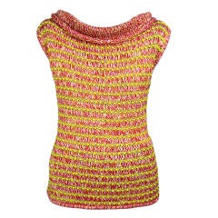 Anne Rubin Hand Knitted Multicolored Beaded Cotton Pullover 1960