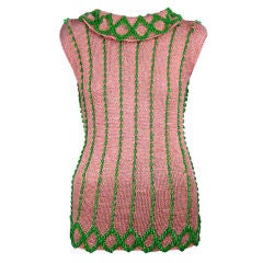 Anne Rubin Hand Knitted Pink Pullover Beads 1960's