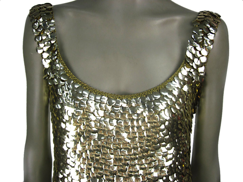 Anne Rubin  Hand Crochetted Gold Sequin Shell 1960's