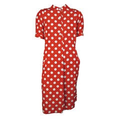 Geoffrey Beene Red & White Polka Dot Dress 1980/90