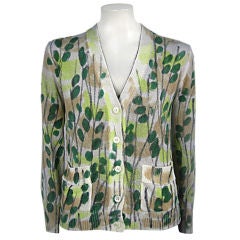 Vintage Hand Painted Fine Gauge Knit Cardigan 1970's