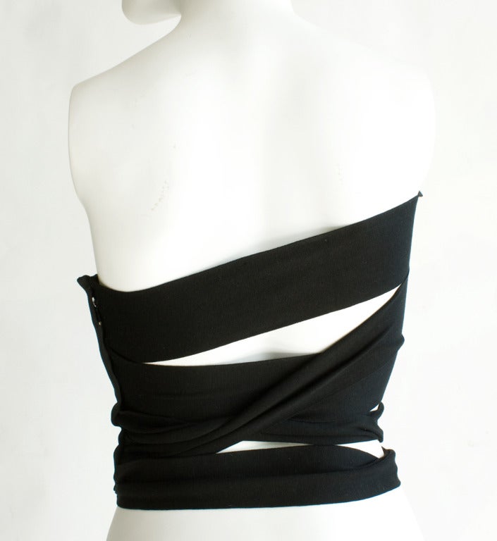 Women's 2001 Yves Saint Laurent Tom Ford black strapless bandage top belt corset For Sale