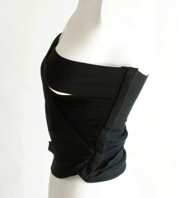 2001 Yves Saint Laurent Tom Ford black strapless bandage top belt corset For Sale 1