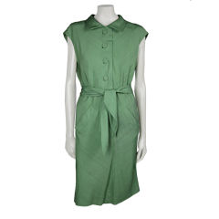 Vintage Teal Traina Silk Button Front Shirt Dress 1650's/60's