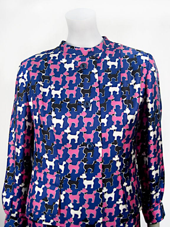 If you love your Poodle like I love my Brussels, you will have to have this custom made suit for the next Westminster !! Many perfectly made dressmaker details. Bracelet length sleeves on the jacket.<br />
 <br />
 Measurements<br />
Dress<br