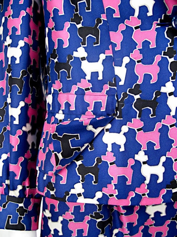 1960s Poodle Print Jacket and Dress For Sale 3
