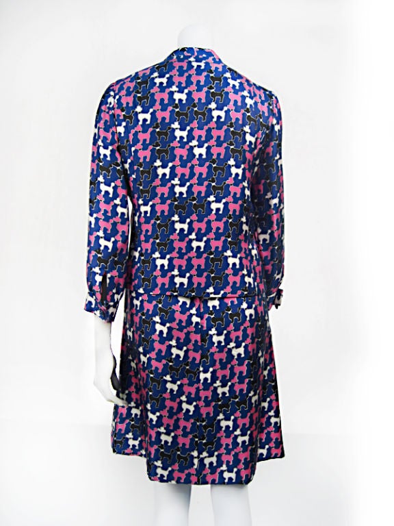 1960s Poodle Print Jacket and Dress For Sale 4