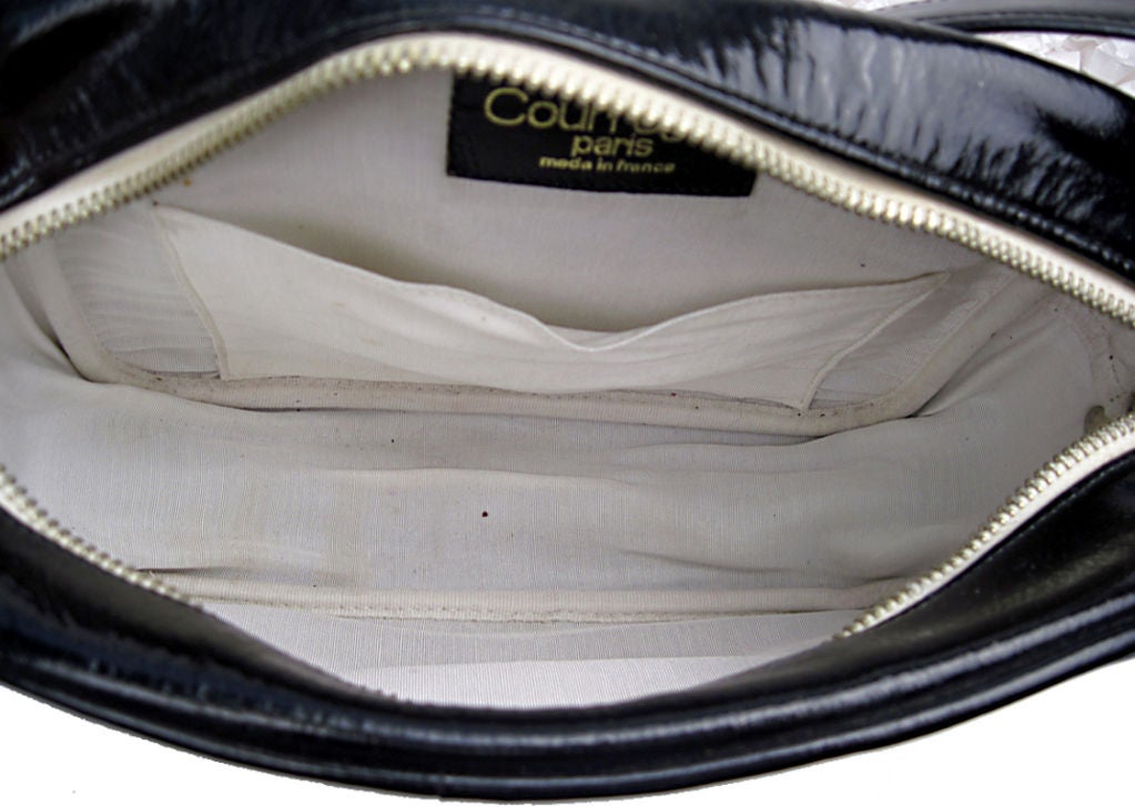 Courrèges leather camera bag / vintage 1960s dark blue COURREGES cross-  body purse
