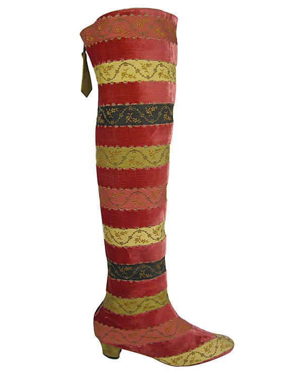 Manolo Blahnik Tapestry Boots For Sale 1