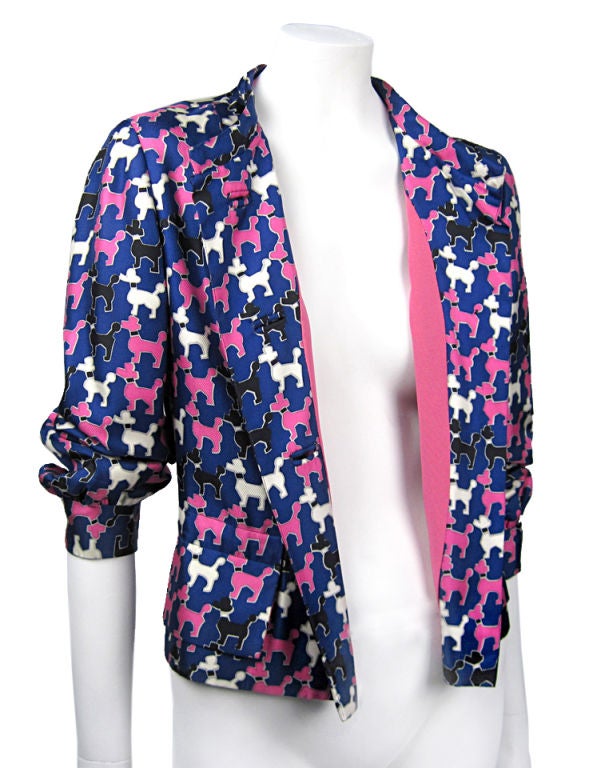 1960s Poodle Print Jacket and Dress For Sale 1