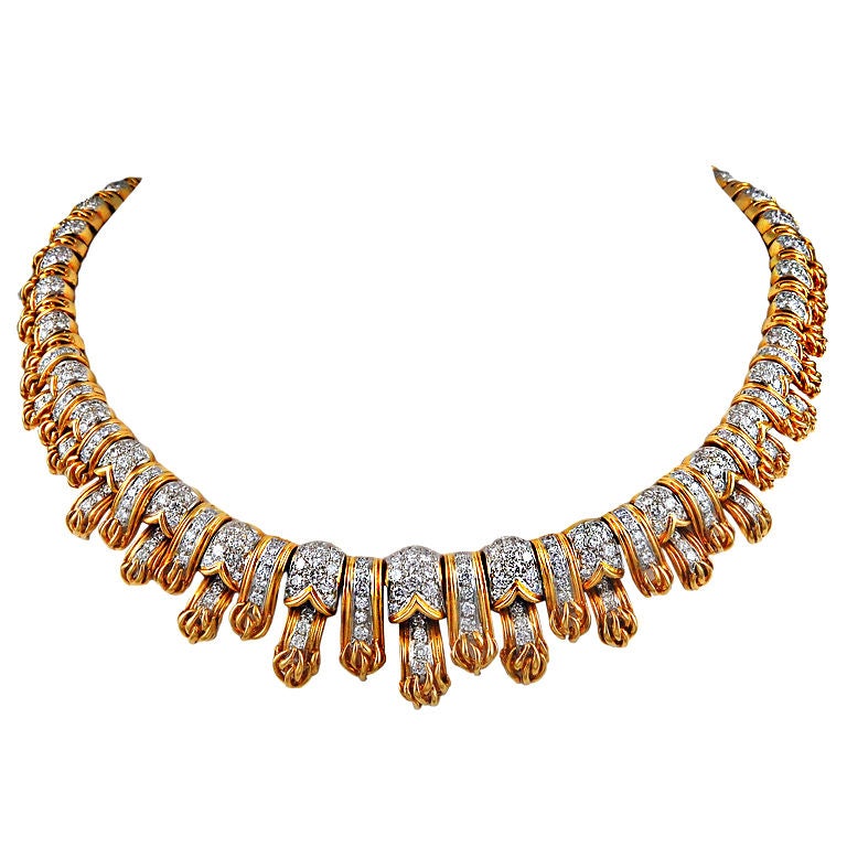 Superb TIFFANY and Co. Diamond Gold Necklace at 1stdibs