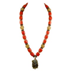 David Webb Jade, Coral Bead Necklace 2