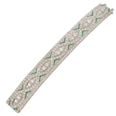 Art Deco Diamond Emerald Bracelet 12