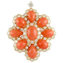 Van Cleef & Arpels Coral Diamond Brooch 3