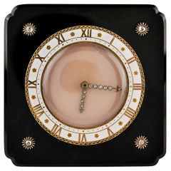 Antique CARTIER Art Deco Black Onyx  Diamond Clock