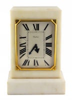 CARTIER Rare White Marble and Gold Clock