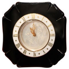 French Art Deco Black Onyx Easel Clock