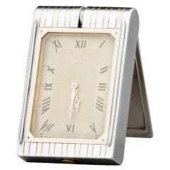 CARTIER PARIS Sterling Silver & Gold Travel Clock